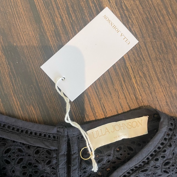 NEW WTA: Ulla Johnson Black Blouse with Puffed Sleeves and Eyelet Detail Size 00 - Picture 7 of 13